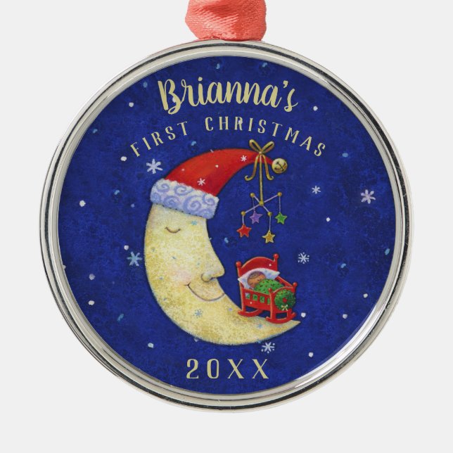 Erster Weihnachtssankt-Mond mit Ornament Aus Metall (Vorne)