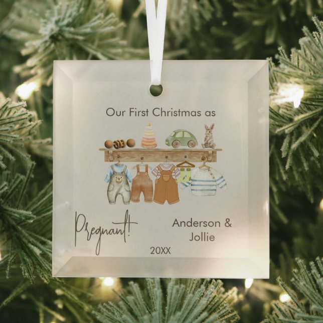 Erster Weihnachtsschwanger Baby Boho Kinderzimmer  Ornament Aus Glas (Insitu)