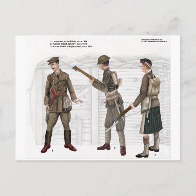 Erster Weltkrieg: Britische Infanterie Postkarte (Vorderseite)
