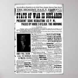 Erster Weltkrieg erklärt Titelseite Poster