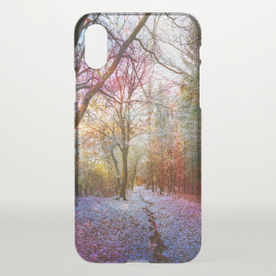 Erster Winter bezaubernder Leuchtenwaldpfad iPhone X Hülle