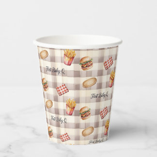 Erstes Baby-Q Gingham-Muster BBQ Picknick Geburtst Pappbecher
