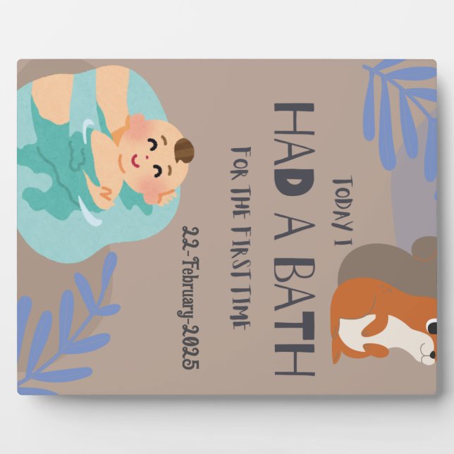 Erstes Bad des Babys Fotoplatte (Vorderseite)
