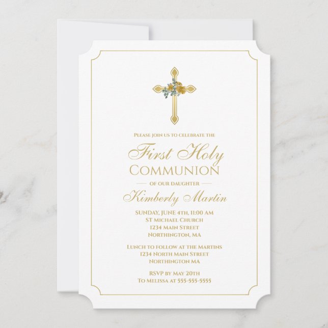 Erstes Communitygoldkreuz mit Gold/Rose Christlich Einladung (Vorderseite)