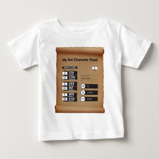 Erstes der Charakter-Blatt des Kindes (Alter 2) Baby T-shirt