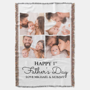 Erstes Fathers Day Dad Baby Foto Collage Decke