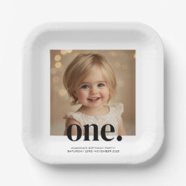 erstes Foto-Acrylic-Zeichen am Bithday in Schwarzw Pappteller