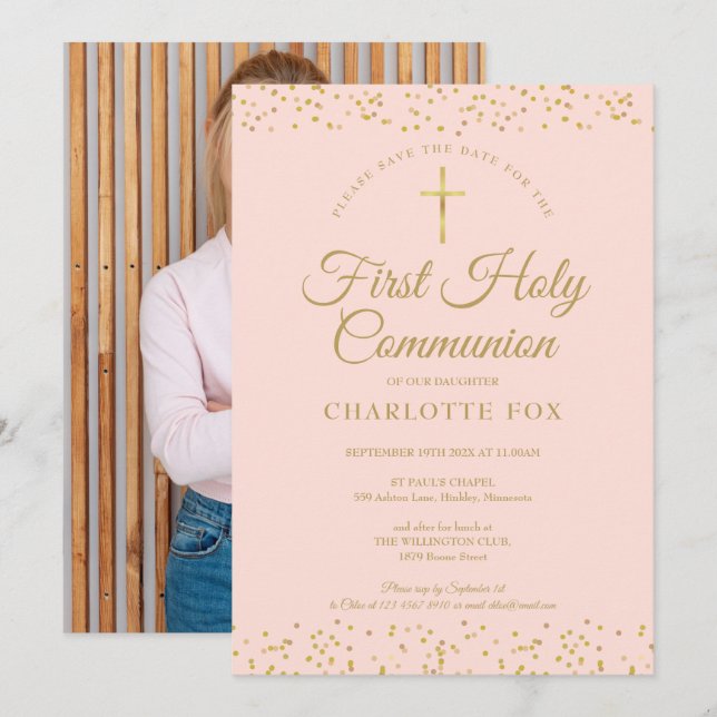 Erstes Foto der heiligen Kommune Blush Pink Goldst Save The Date (Vorne/Hinten)
