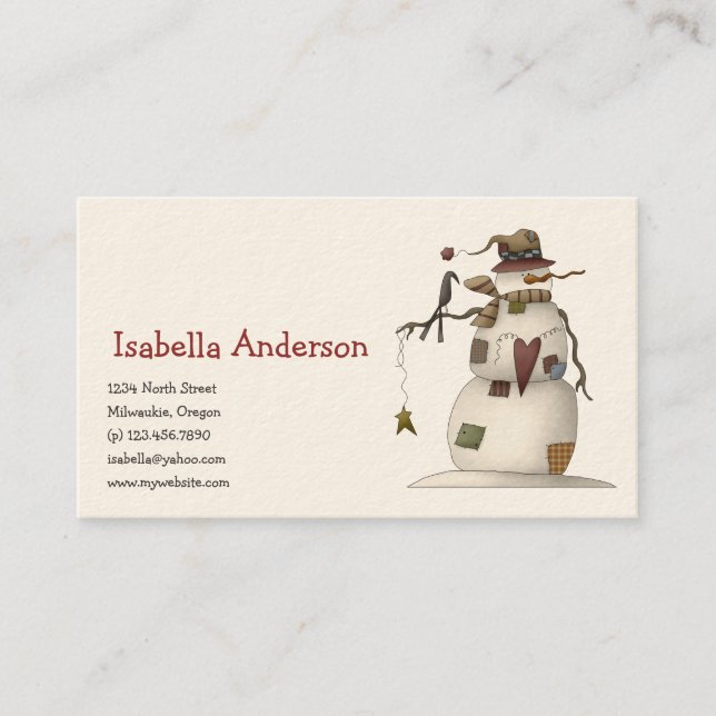 Erstes Frost · Schneemann u. Krähe Visitenkarte (Vorderseite)