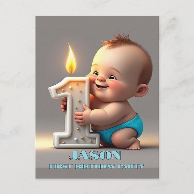 " ERSTES GEBURTSTAG BABY BOY " POSTKARTE (Vorderseite)