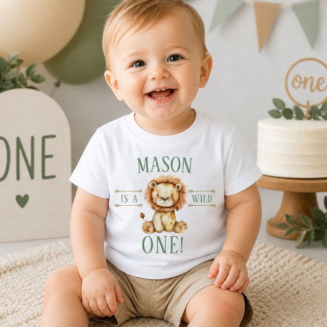 Erstes Geburtstag Wild One Lion Shirt (First Birthday Wild One Lion Baby T-Shirt )