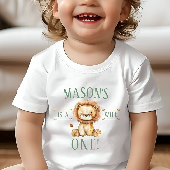 Erstes Geburtstag Wild One Lion Shirt (Wild One First Birthday Shirt with Lion)