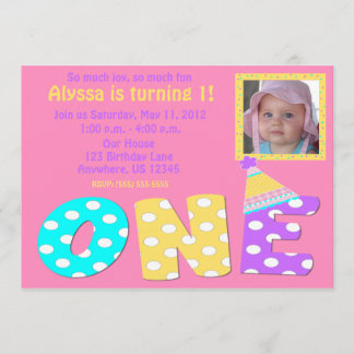 Erstes Geburtstags-Mädchen-Rosa Invitaiton Einladung