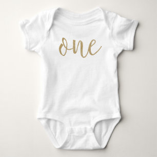 Erstes Geburtstags-Shirt mit falschem Glitter Baby Strampler
