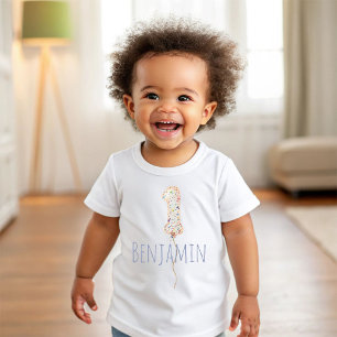 Erstes Geburtstagsballon-Meilenstein-Geburtstagsfe Baby T-shirt