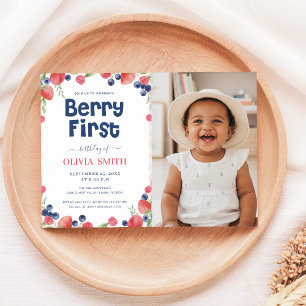 Erstes Geburtstagsfoto von Berry zum ersten Geburt Einladung