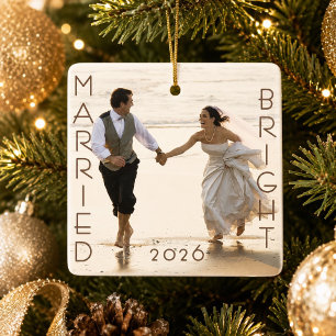 Erstes gemeinsames Weihnachtsfoto als Verheiratete Keramikornament