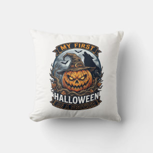 Erstes Halloween als Bruder Kürbis Wolf Mond_1 Kissen