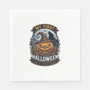 Erstes Halloween als Bruder Kürbis Wolf Mond_1 Serviette