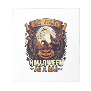 Erstes Halloween als Dad Kürbis Wolf Mond_1 Notizblock