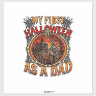 Erstes Halloween als Dad Zombie Spukhaus Friedhof Aufkleber