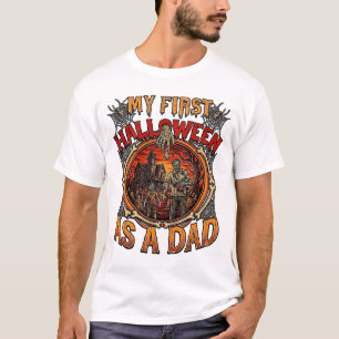 Erstes Halloween als Dad Zombie Spukhaus Friedhof T-Shirt