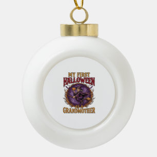 Erstes Halloween als Großmutter Hexe Kürbis Fleder Keramik Kugel-Ornament