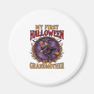 Erstes Halloween als Großmutter Hexe Kürbis Fleder Magnet