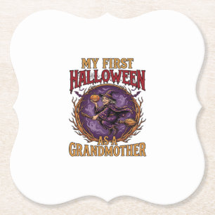 Erstes Halloween als Großmutter Hexe Kürbis Fleder Untersetzer