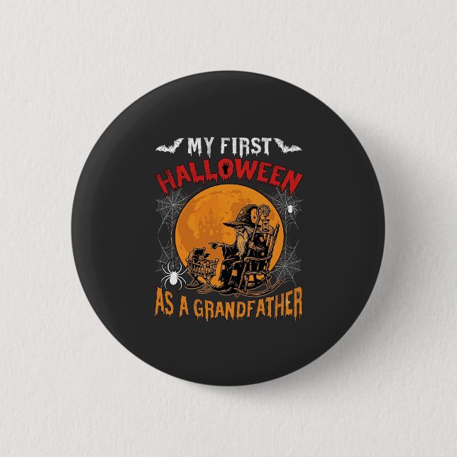 Erstes Halloween als Großvater Zauberer Fledermaus Button (Vorderseite)