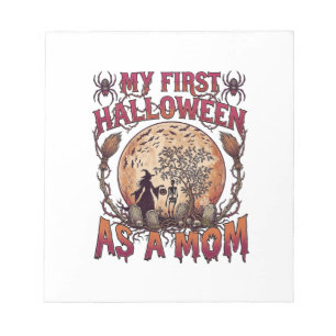 Erstes Halloween als Hexenmutter Skelett Mond_1 Notizblock