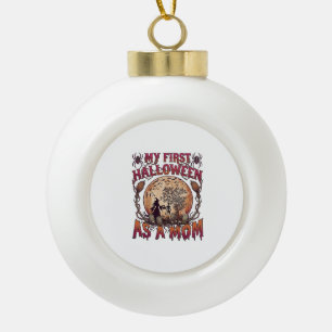 Erstes Halloween als Mutter Hexe Skelett Mond_1 Keramik Kugel-Ornament