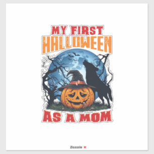 Erstes Halloween Als Mutter Kürbis Wolf Mond_1 Aufkleber