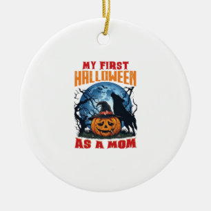 Erstes Halloween Als Mutter Kürbis Wolf Mond_1 Keramik Ornament