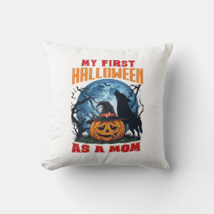 Erstes Halloween Als Mutter Kürbis Wolf Mond_1 Kissen
