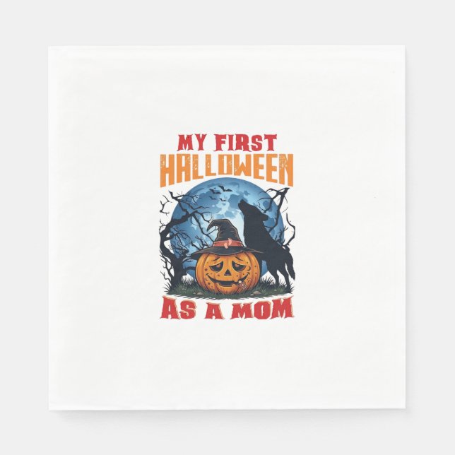 Erstes Halloween als Mutter Kürbiswolfmond_1 Serviette (Vorderseite)