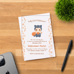 Erstes Halloween-Baby Süße schwarze Katze Party Acryleinladungen