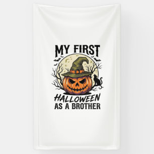 Erstes Halloween Bruder Vintage-Kürbis-Mond-Shirt Banner