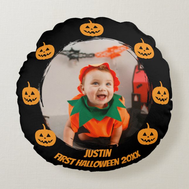 erstes Halloween-Foto Rundes Kissen (Vorderseite)
