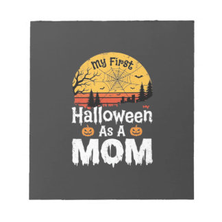 Erstes Halloween Mama Vintage Sonnenuntergang Desi Notizblock