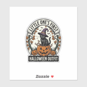 Erstes Halloween-Outfit Vintage Schwarze Katze Kür Aufkleber