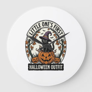 Erstes Halloween-Outfit Vintage Schwarze Katze Kür Große Wanduhr