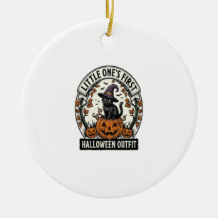 Erstes Halloween-Outfit Vintage Schwarze Katze Kür Keramik Ornament