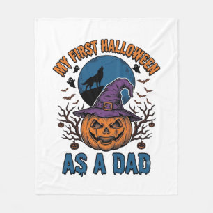 Erstes Halloween Papa Vintage Kürbis Wolf Shirt_1 Fleecedecke