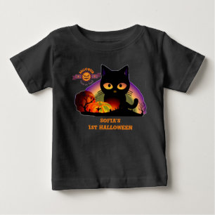 Erstes Halloween Schwarz Katze Kleinkind Baby T-shirt