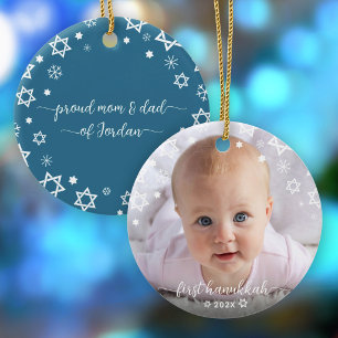 Erstes Hanukkah fürs Baby Sterne Schneeflocken Neu Keramik Ornament