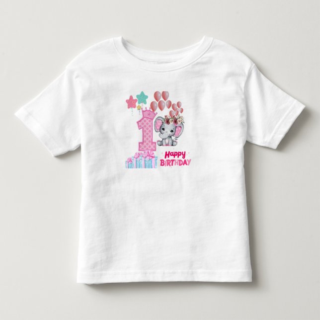 Erstes Happy Birthday T Shirt für Baby (Vorderseite)