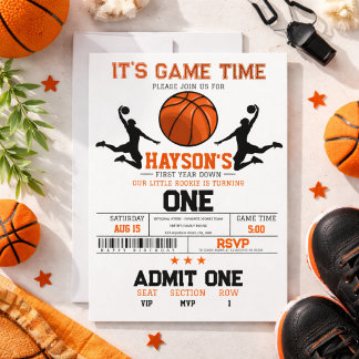 Erstes Jahr: Basketball 1. Geburtstag Party Einladung