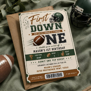 Erstes Jahr Down Football 1. Geburtstag Einladung