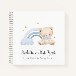 Erstes Jahr Regenbogenbaby-Junge Kleines Wunder Notizbuch